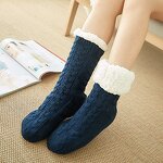 Winter Socks Manufacturer - OEM Women's Knit Fleece Cable Gripper