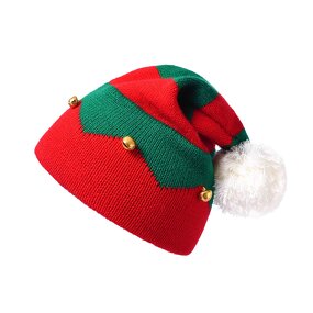 Christmas Beanie Factory - OEM Elf Knitted Hats With Bells Red