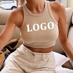 Crop Top Supplier - OEM Custom Logo Ladies Cotton Knitted