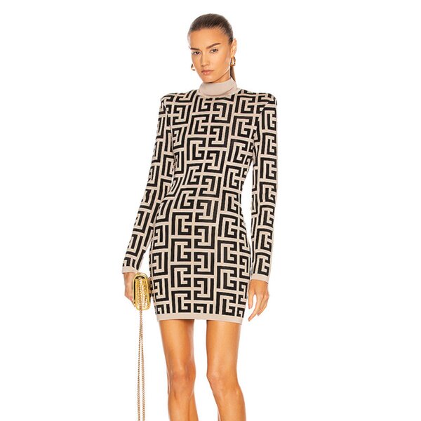 Bodycon Dress Factory - OEM Fashion Jacquard Weave Long Sleeve
