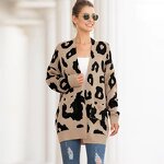 Cardigan Supplier - OEM Winter Leopard Jacquard Open Front Coat