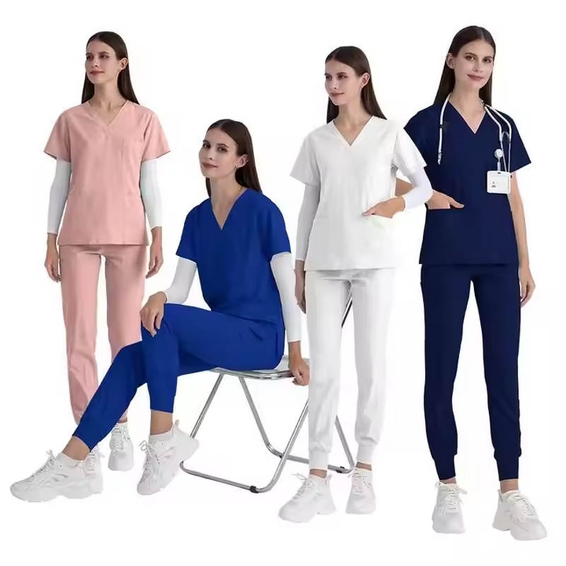 Nursing Uniforms Supplier - OEM Custom V-Neck Jogger Scrubs Set