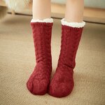 Winter Socks Manufacturer - OEM Women's Knit Fleece Cable Gripper