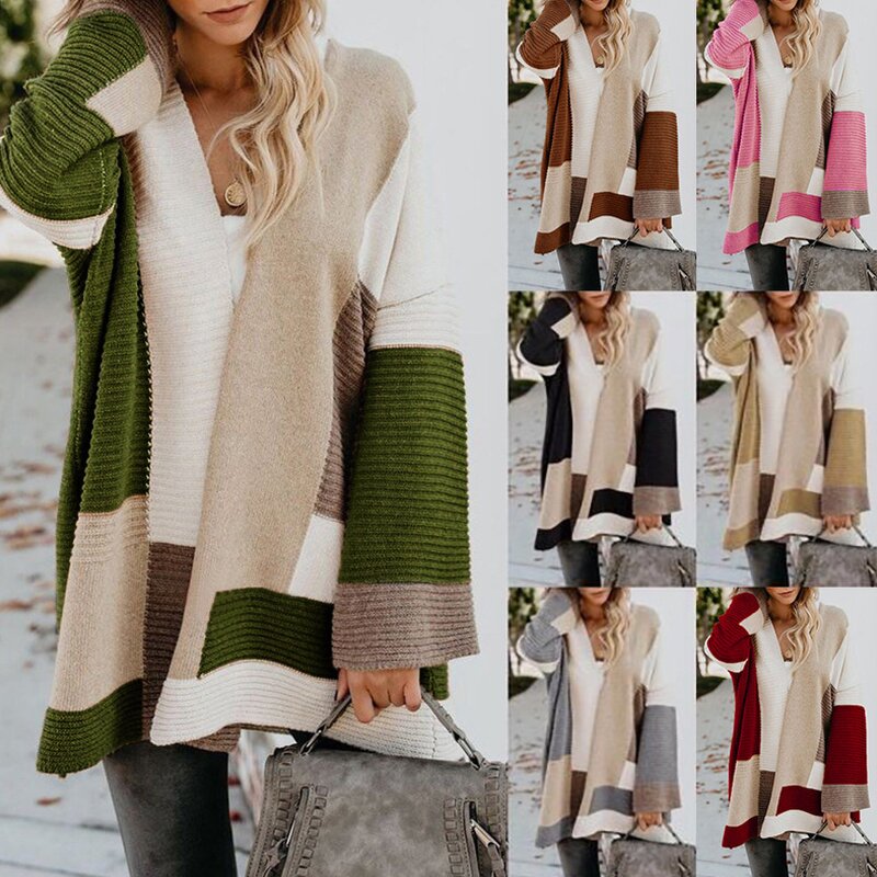 Cardigan Manufacturer - OEM Women's Color Block Striped Long