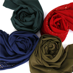 Chiffon Scarf Supplier - OEM Women's Soft Islamic Shawls Rhinestone