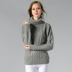 Pullover Sweater Factory - OEM Women's High Collar Thick Line Twist