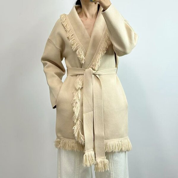 Cardigan Supplier - OEM European American Wool Blend Tassel