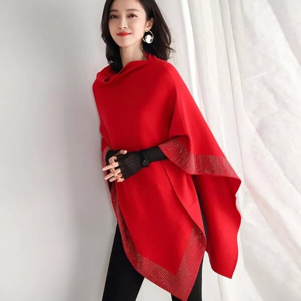 Shawl Poncho Supplier - OEM Winter Warm Luxury Shiny Wool