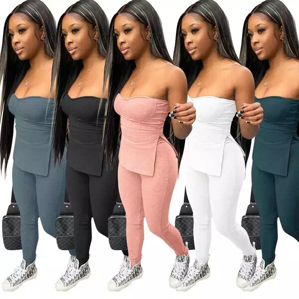 Outfits Set Factory - OEM Summer Party Club 2 Piece Ribbed