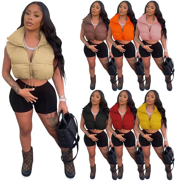 Puffer Vest Manufacturer - OEM Women's Solid Color Cropped Top