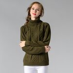 Pullover Sweater Factory - OEM Women's High Collar Thick Line Twist