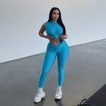 Sports Set Manufacturer - OEM Sleeveless Zipper Top Long Pants