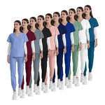 Nursing Uniforms Supplier - OEM Custom V-Neck Jogger Scrubs Set