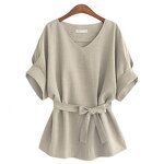 Blouse Manufacturer - OEM Women's Linen Tunic V Neck Big Bow