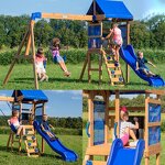 Wooden Swing Set Factory - Outdoor Kids Playground Slide with Swing Preschool