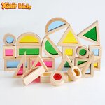 Rainbow Building Blocks Factory - Wooden Children Acrylic Creative Stacker Toys