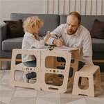 Learning Tower Factory - Kid Kitchen Foldable Helper Step Stool with Blackboard