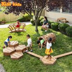 Toddler Playground Set Factory - Wood Outdoor Bridge Tunnel Balancing Elements
