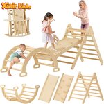 Indoor Gym Climbing Frame Factory - Wooden Montessori Foldable with Slide Arch