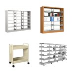 Mobile Book Showcase Factory - Steel Library Display with Locking Wheels Rotating