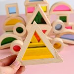 Rainbow Building Blocks Factory - Wooden Children Acrylic Creative Stacker Toys