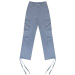 Women's Cargo Jeans Factory - Baggy Wide Leg Zipper Fly High Rise Pockets