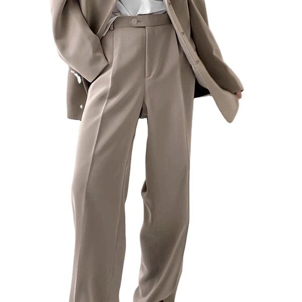 Women's Suit Pants Factory - Casual Solid High Waist Well Tailored