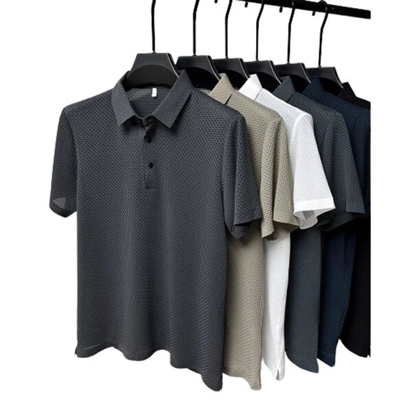 Men's Polo Shirt Factory - Hollow Short-sleeved Ice Silk Breathable Business