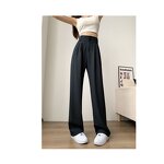 Women's Wide Leg Pants Factory - Black Suit Korean Vintage Office Trousers