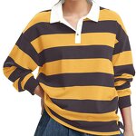 Men's Rugby Shirt Factory - Long Sleeve Black Grey Two Tone Color