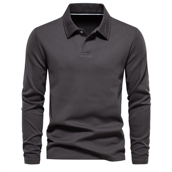 Men's Long Sleeve Polo Shirt Factory - Stylish Casual Slim Fit Solid Color