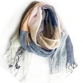 Linen Scarf Manufacturer - OEM Wholesale Summer 100% Linen Natural