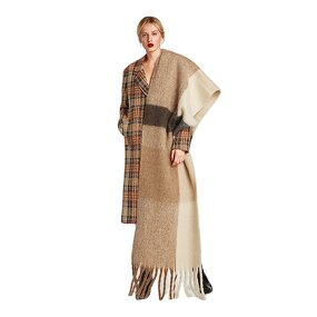 Shawl Factory - OEM Women's Plaid Tassels Thick Winter Warm