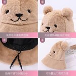 Bucket Hat Factory - OEM Women's Plush Bear Face Embroidery Pompom