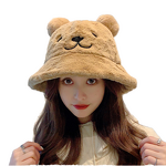 Bucket Hat Factory - OEM Women's Plush Bear Face Embroidery Pompom