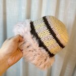 Knitted Hat Factory - OEM Women's Colorful Rabbit Hair Argyle Pattern