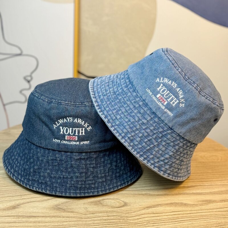 Bucket Hat Supplier - OEM High Quality Customized Striped Velour Denim