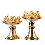 Crystal Candlestick Factory - OEM Wholesale European Lotus Flower Gold