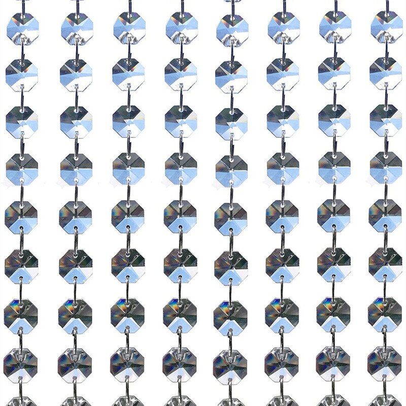 Crystal Beads Chain Supplier - OEM Hanging 14mm Clear Octagon Lamp Garland