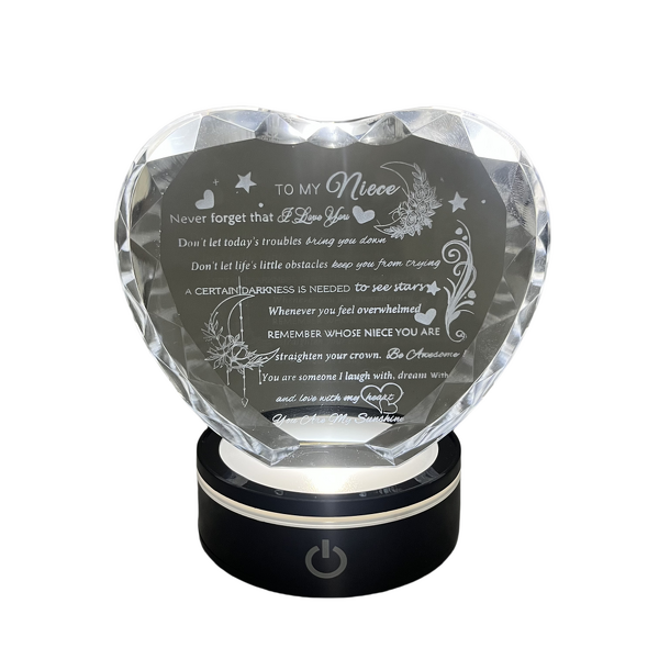 Crystal Heart Manufacturer - OEM Laser Engraving K9 with Colorful Light