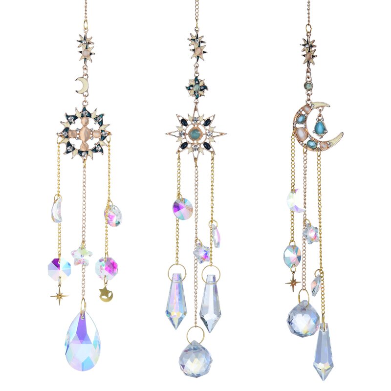 Sun Catcher Factory - OEM Custom Hanging Crystal Moon Star Suncatcher