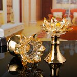 Crystal Candlestick Factory - OEM Wholesale European Lotus Flower Gold