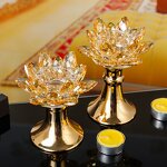 Crystal Candlestick Factory - OEM Wholesale European Lotus Flower Gold