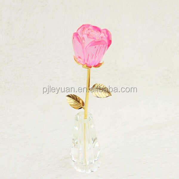 Crystal Rose Flower Supplier - OEM Wholesale pink Glass Rose for Craft