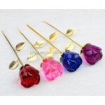 Crystal Rose Flower Supplier - OEM Wholesale pink Glass Rose for Craft