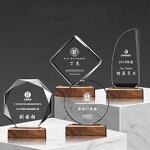 Crystal Trophy Supplier - OEM New Designs Custom Glass with Wooden