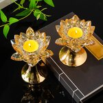 Crystal Candlestick Factory - OEM Wholesale European Lotus Flower Gold