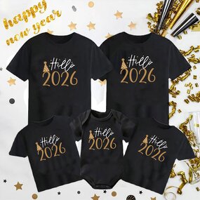 Family T-Shirt Supplier - OEM Hello 2026 Matching Happy New Year