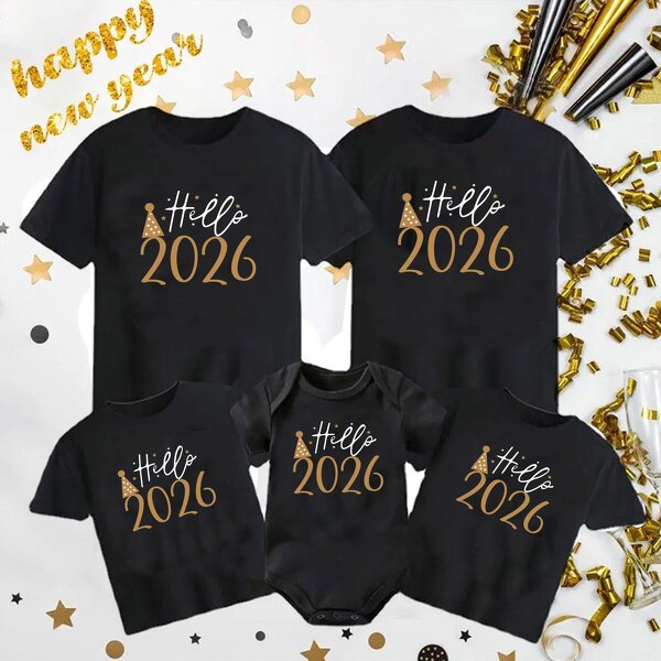 Family T-Shirt Supplier - OEM Hello 2026 Matching Happy New Year