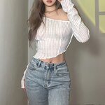 T-Shirt Supplier - OEM Cheap Women Long Sleeve Off Shoulder Hip